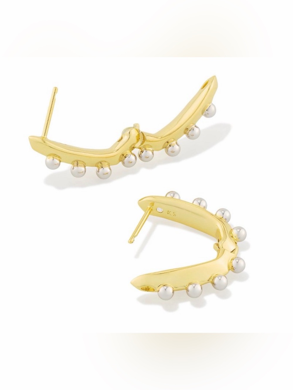 NWT Kendra Scott Emma Framed Huggie Earrings - Gold/Silver Mixed Metal